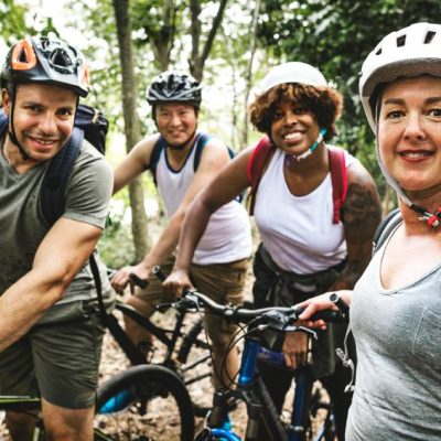group-friends-out-bicycling-together